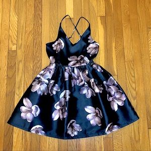 Blue and Purple Floral Thin Strap Dress